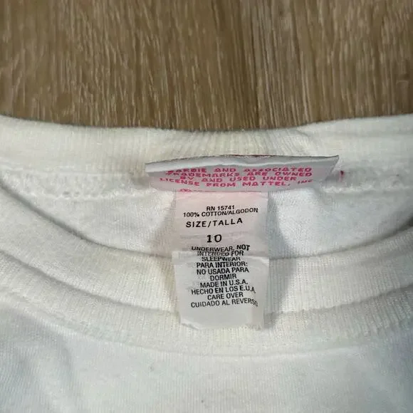 Vintage 90s Barbie long sleeve shirt Girls size 10 made in usa 100% cotton - Picture 5 of 8